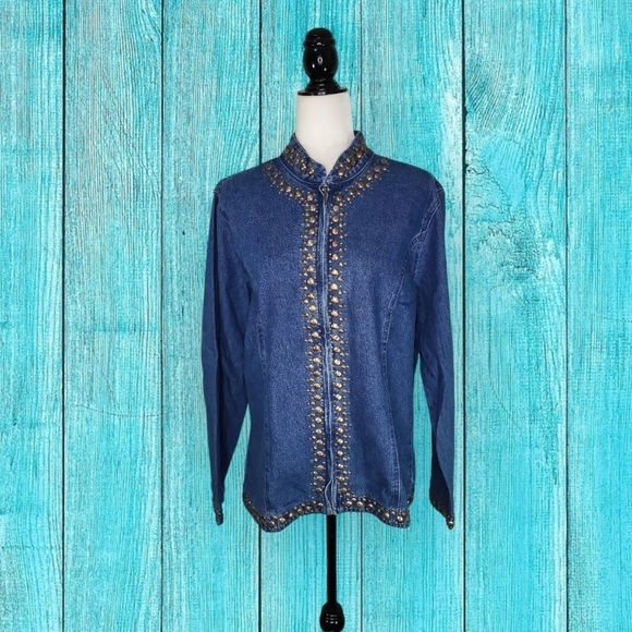 KEREN hart Jackets & Blazers - Vintage Keren Hart Women's Jacket Size L 90's Brass Studded Denim
